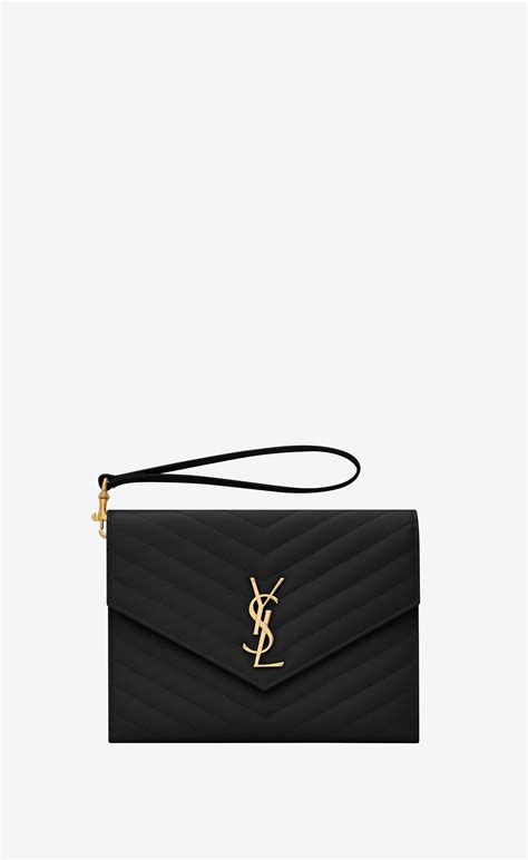 ysl monogram clutch sea salt|monogram clutch in quilted grain de poudre embossed leather.